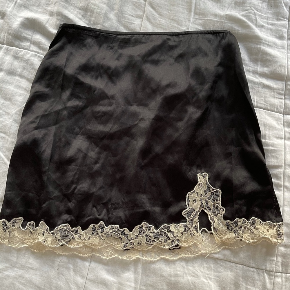 Urban mini slip skirt with lace trim